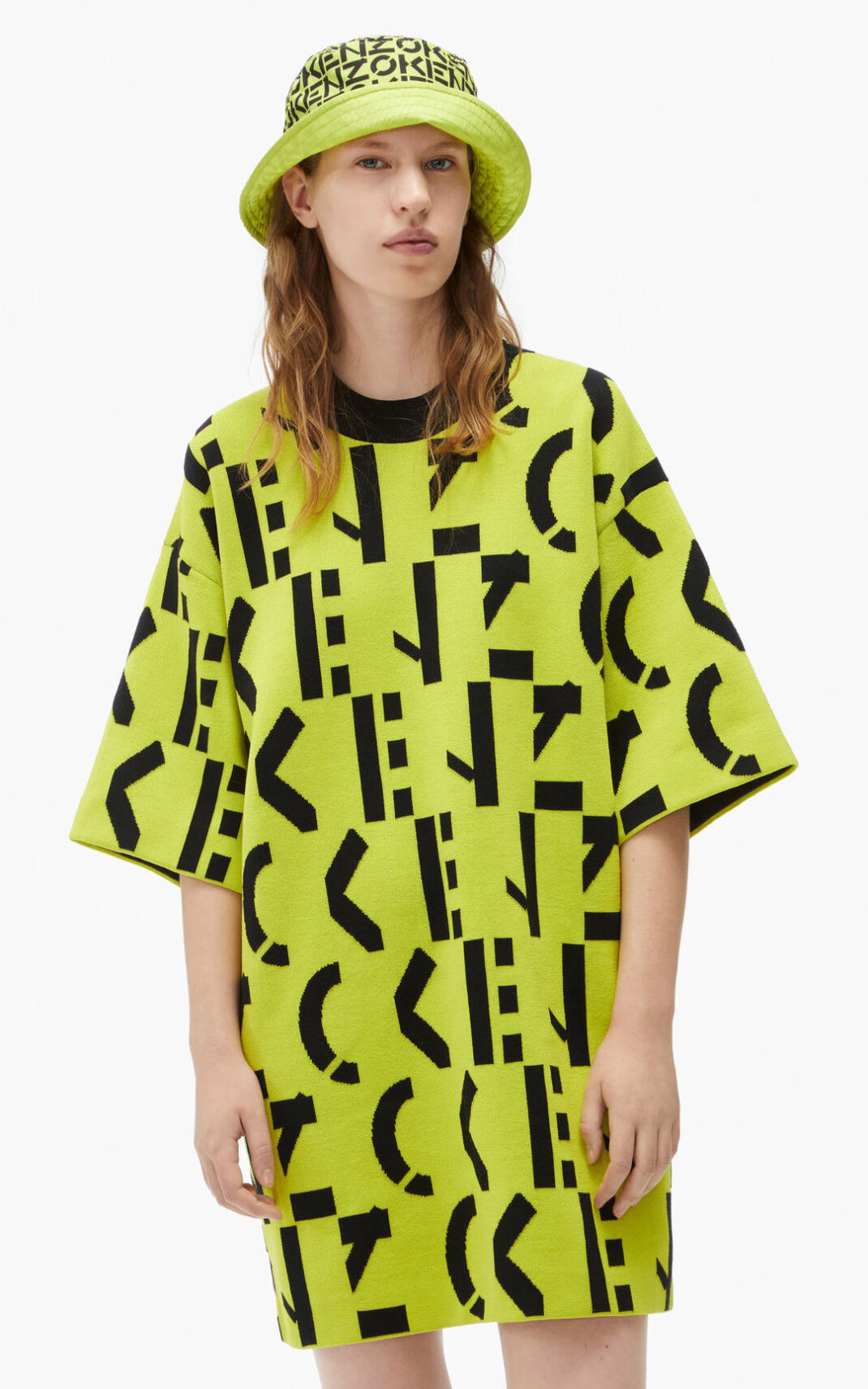 Kenzo Sport oversize monogram T shirt Kjole Dame - LyseGrøn DK-283789